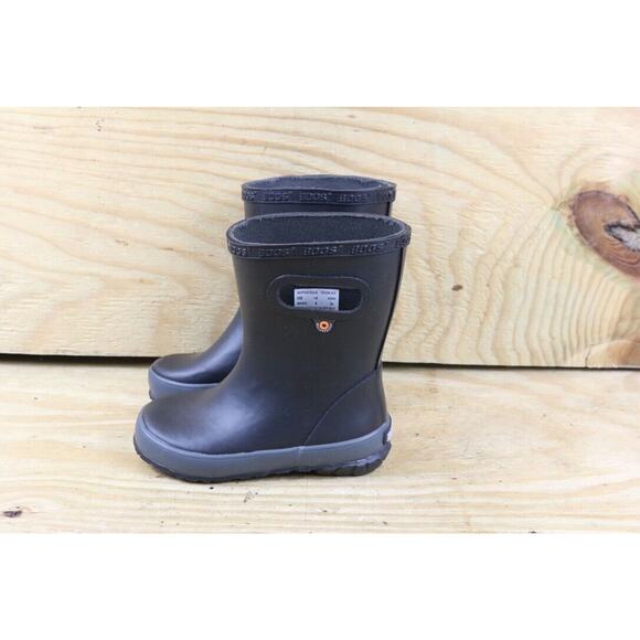 Bogs Rain Boots 8 Skipper Solid Black Baby Toddler 24 Slip On New - Picture 1 of 7